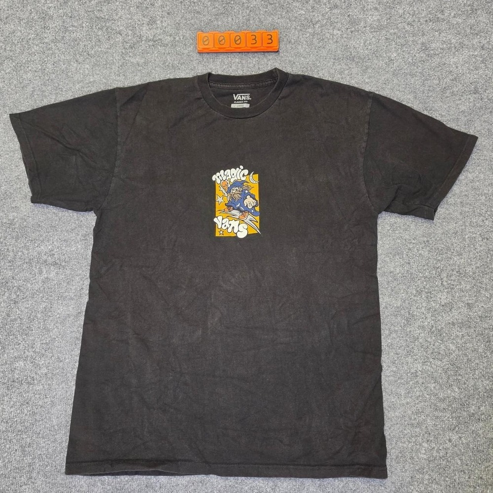 Vans Magic Spell Wizard Cotton T-Shirt with blue wizard graphic Mens Size Large